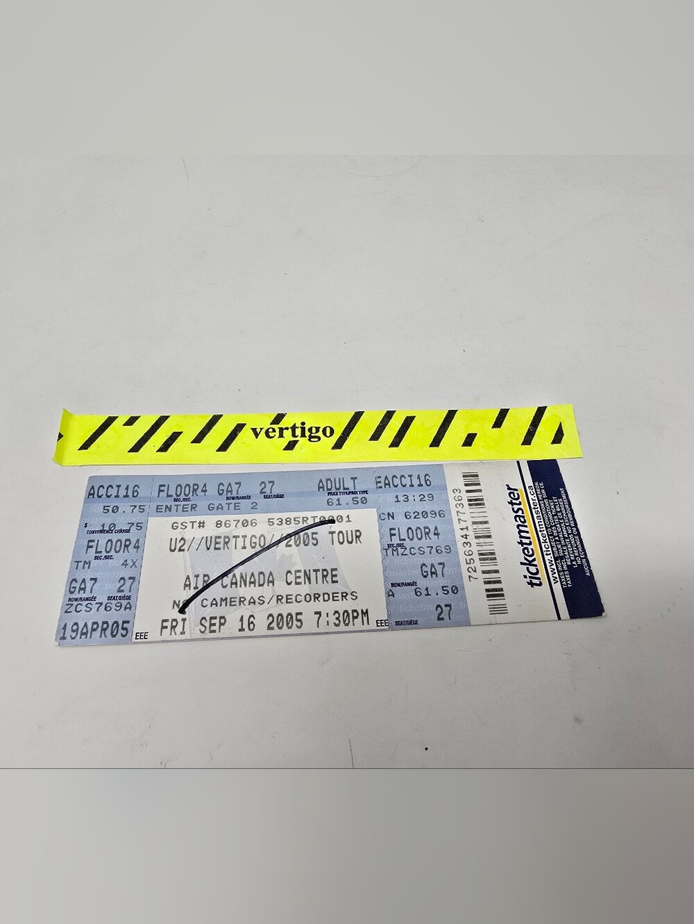 U2 Concert Stub Vintage Y2K Toronto Ticket + Wristband 2005 Vertigo Tour ACC